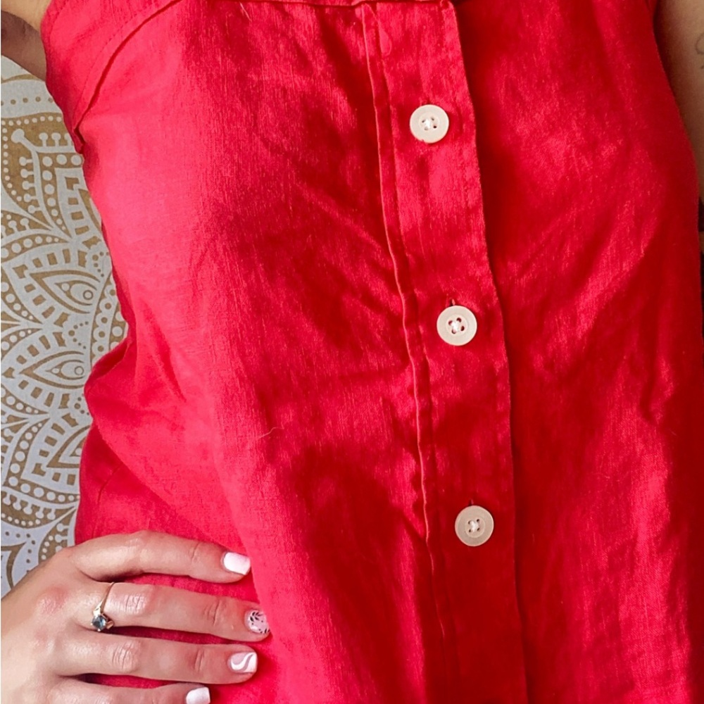 Everlane Red Linen Sleeveless Top